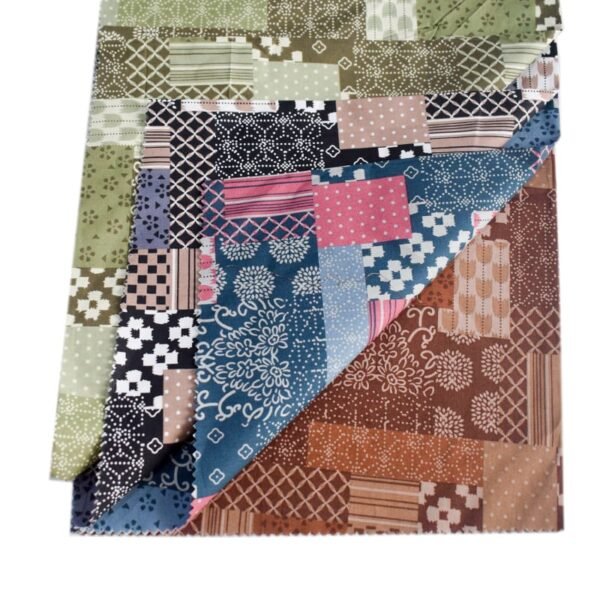 100% Cotton Printed Poplin Fabric - Brown Patchwork Design