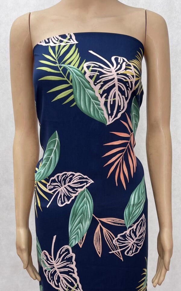 Tropical Leaf Line Art Pattern 45s Yarn 100% Rayon Fabric HL-491784
