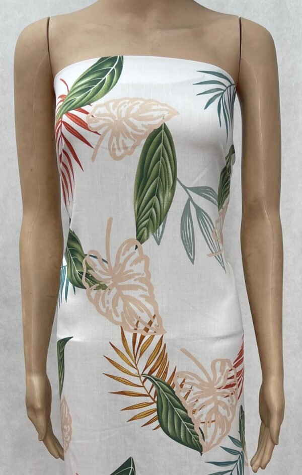 Tropical Leaf Line Art Pattern 45s Yarn 100% Rayon Fabric HL-491784