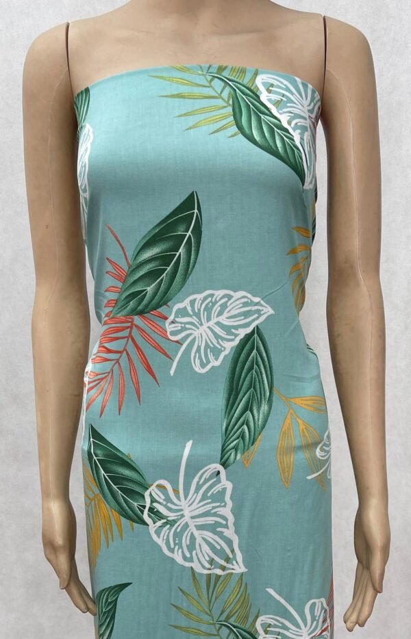 Tropical Leaf Line Art Pattern 45s Yarn 100% Rayon Fabric HL-491784