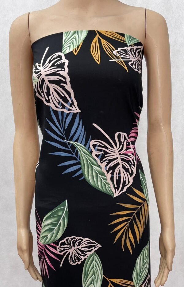 Tropical Leaf Line Art Pattern 45s Yarn 100% Rayon Fabric HL-491784