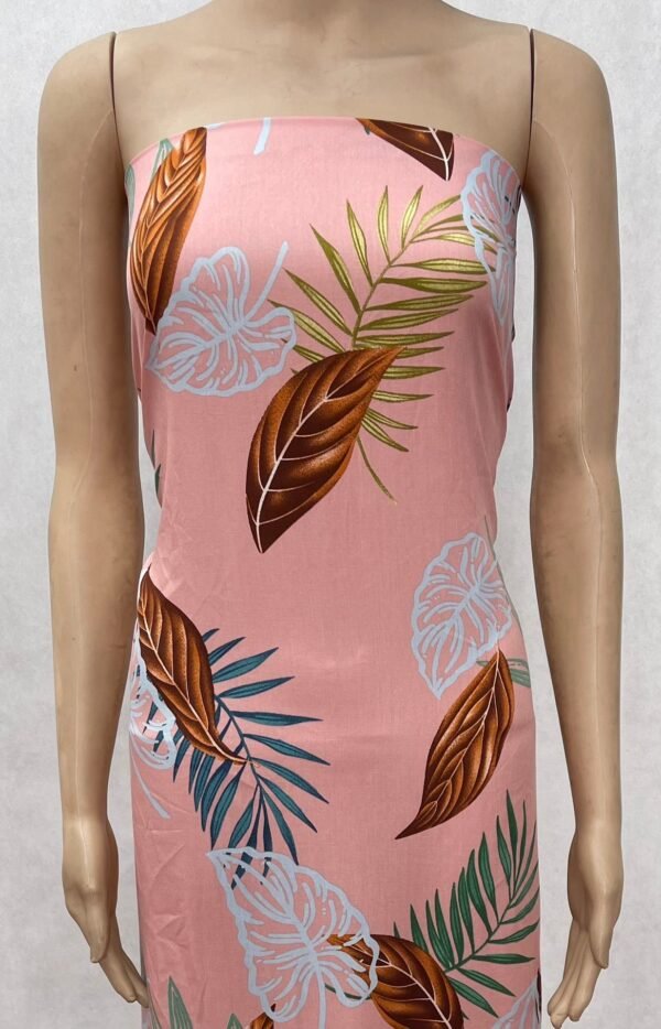 Tropical Leaf Line Art Pattern 45s Yarn 100% Rayon Fabric HL-491784