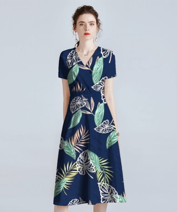 Tropical Leaf Line Art Pattern 45s Yarn 100% Rayon Fabric HL-491784