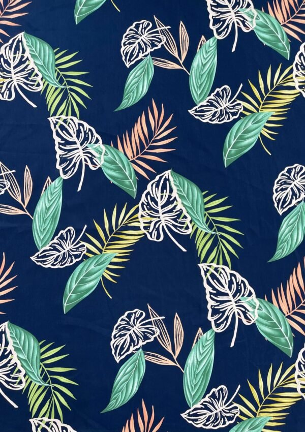 Tropical Leaf Line Art Pattern 45s Yarn 100% Rayon Fabric HL-491784