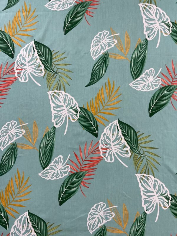 Tropical Leaf Line Art Pattern 45s Yarn 100% Rayon Fabric HL-491784