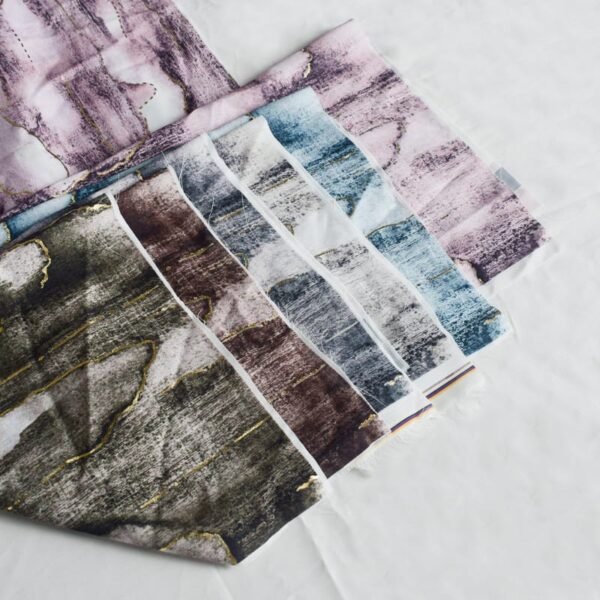 Abstract Texture Printed Polyester Woven Fabric with Gold Stamping Foil HL-KSP0018