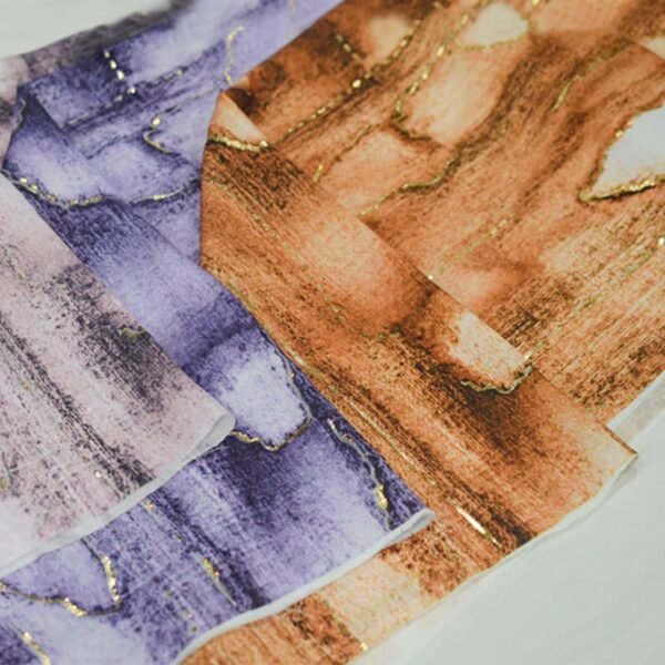 Abstract Texture Printed Polyester Woven Fabric with Gold Stamping Foil HL-KSP0018
