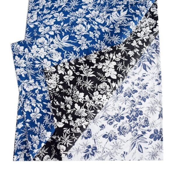 Vintage White Floral Printed 100% Cotton Poplin Fabric