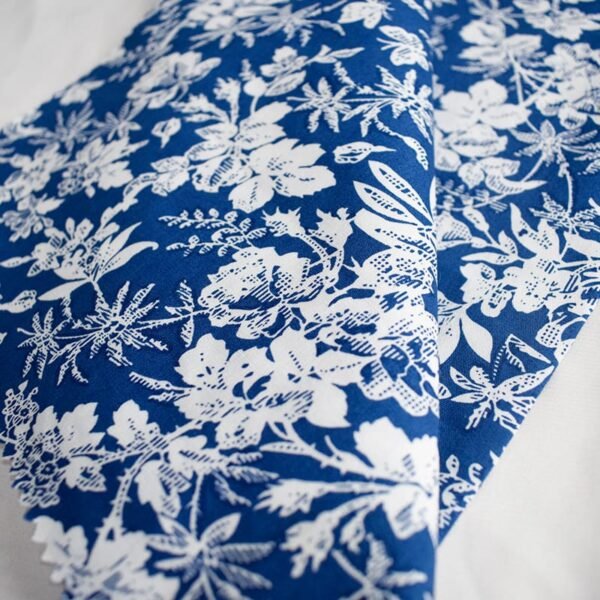 Vintage White Floral Printed 100% Cotton Poplin Fabric
