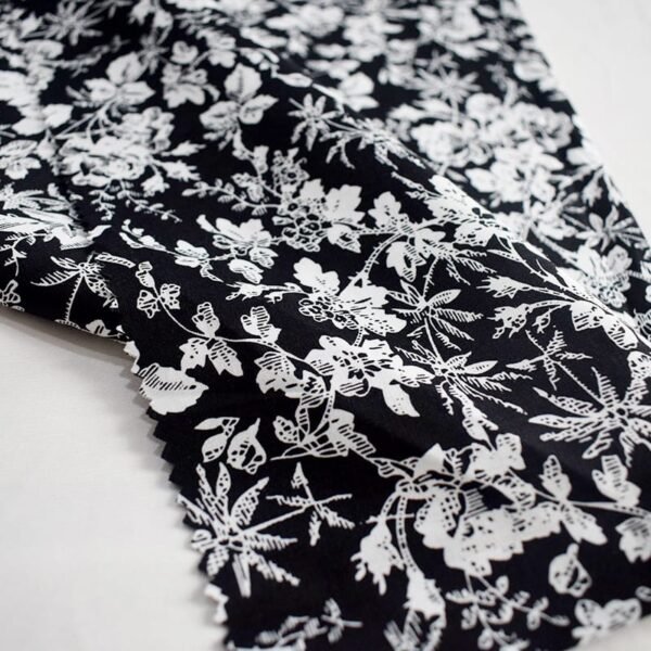Vintage White Floral Printed 100% Cotton Poplin Fabric