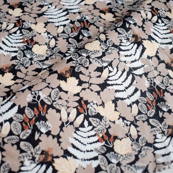 Floral with Fern Printed 100% Cotton Poplin Fabric