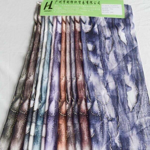 Abstract Texture Printed Polyester Woven Fabric with Gold Stamping Foil HL-KSP0018
