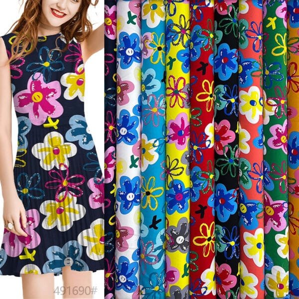 Playful Flower Print 45s Yarn 100% Rayon fabric