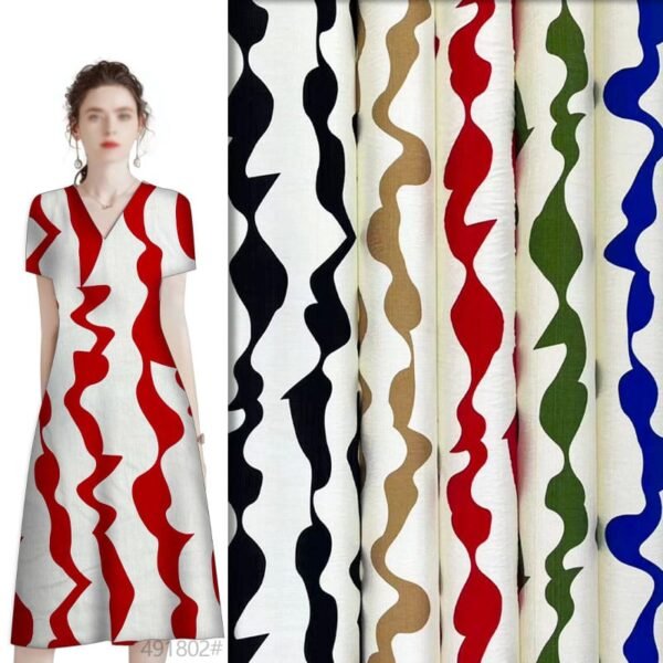 Wavy Strip Print 45s Yarn 100% Rayon fabric Lightweight Dress Materail HL-491802