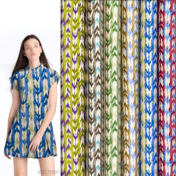 Geometric Motifs Print 45s Yarn 100% Rayon Fabric HL-491789