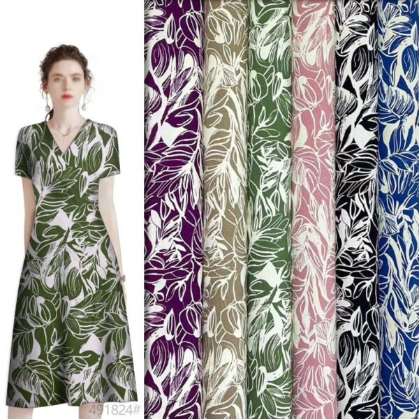 Tropical palm print 45s yarn 100% Rayon fabric