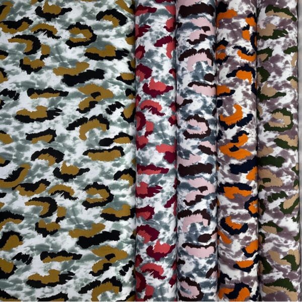 Colored Leopard Print 45s Yarn 100% Rayon Fabric