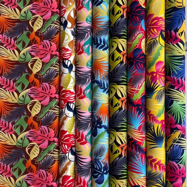 Tropical Leaf Print 45s Yarn 100% Rayon fabric for fashion design HL-491689