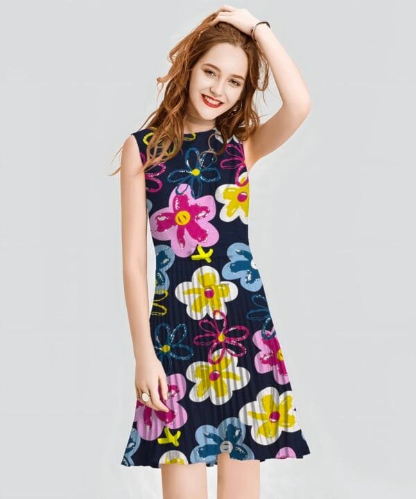 Playful Flower Print 45s Yarn 100% Rayon fabric