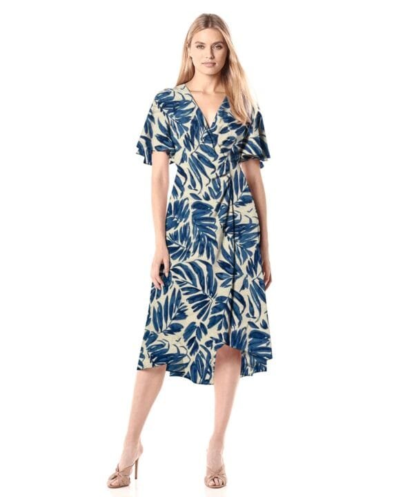 Tropical Leaf Print 45s Yarn 100% Rayon Fabric for lightweight clothing HL-491694