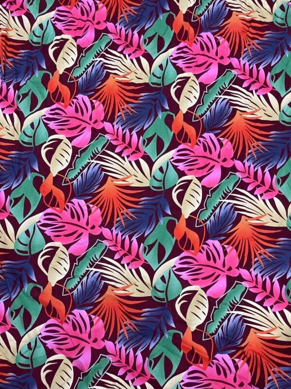 Tropical Leaf Print 45s Yarn 100% Rayon fabric for fashion design HL-491689