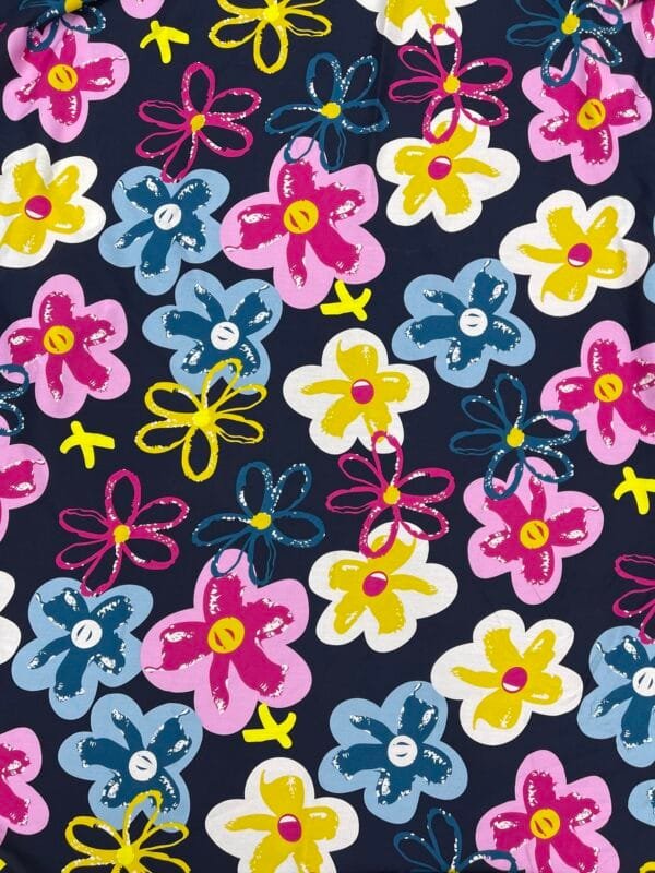 Playful Flower Print 45s Yarn 100% Rayon fabric