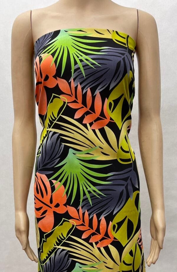 Tropical Leaf Print 45s Yarn 100% Rayon fabric for fashion design HL-491689