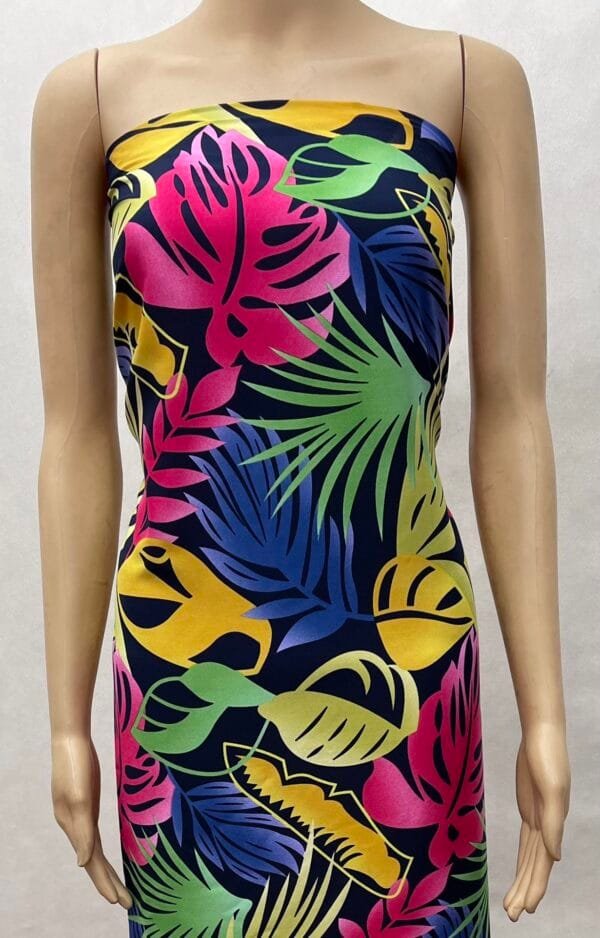 Tropical Leaf Print 45s Yarn 100% Rayon fabric for fashion design HL-491689