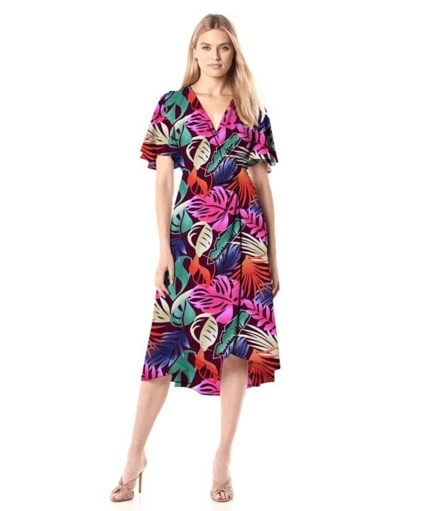 Tropical Leaf Print 45s Yarn 100% Rayon fabric for fashion design HL-491689