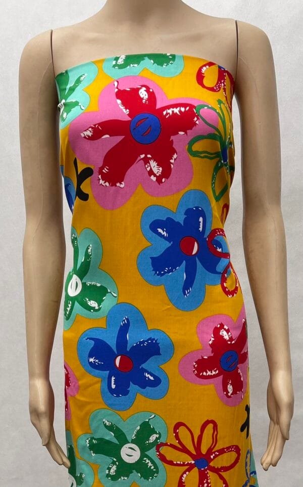 Playful Flower Print 45s Yarn 100% Rayon fabric