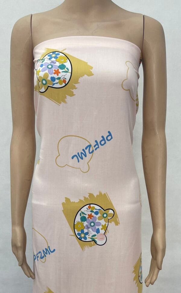Cartoon Bear Print 40s Yarn Floral Printed 100% Rayon Fabric
