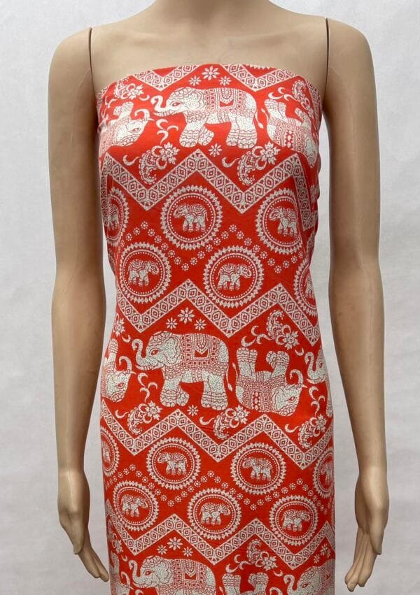 Indian Elephant & Geometric Print 45s Yarn 100% Rayon fabric Wholesale HL-491657