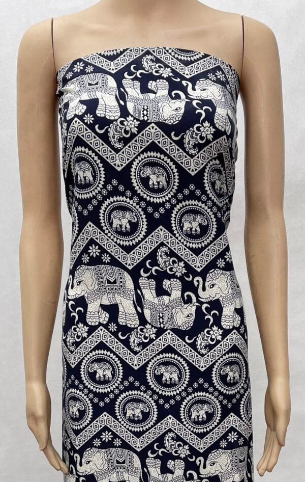 Indian Elephant & Geometric Print 45s Yarn 100% Rayon fabric Wholesale HL-491657