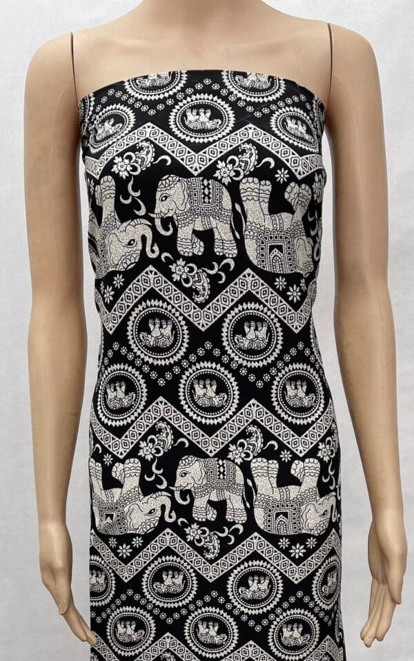 Indian Elephant & Geometric Print 45s Yarn 100% Rayon fabric Wholesale HL-491657