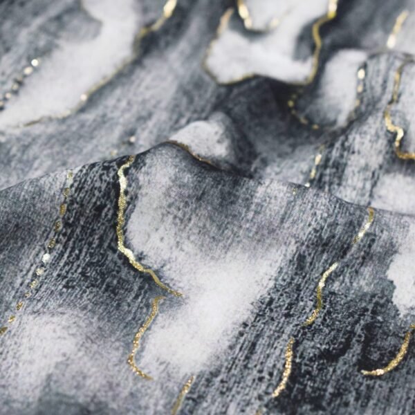 Abstract Texture Printed Polyester Woven Fabric with Gold Stamping Foil HL-KSP0018