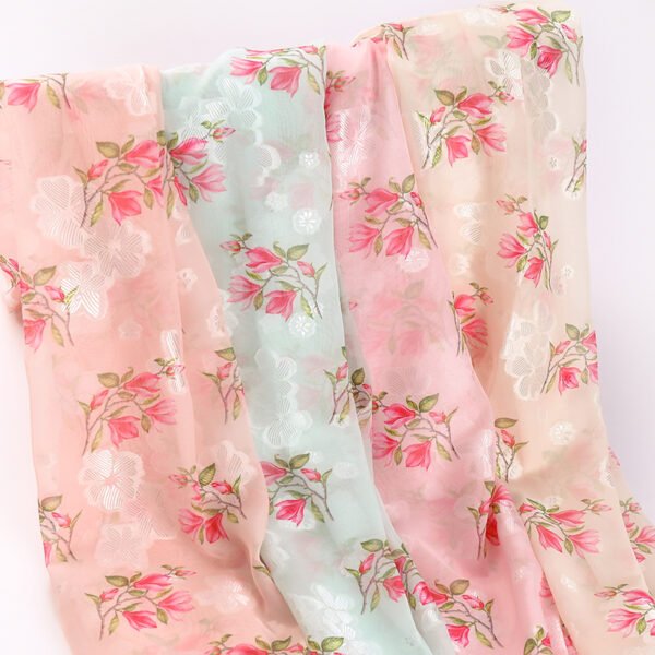 Lightweight Floral Printed Polyester Chiffon Fabric Wholesale Dress Material