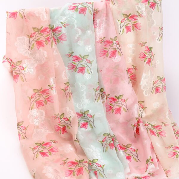 HL-Z011 Lightweight Floral Printed Polyester Chiffon Fabric Wholesale Dress Material