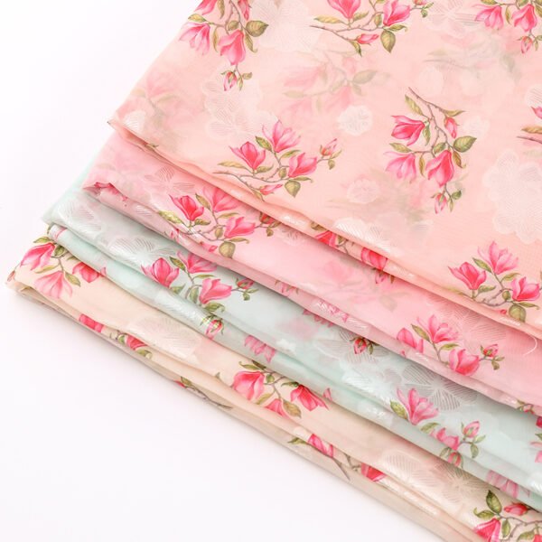 HL-Z011 Lightweight Floral Printed Polyester Chiffon Fabric Wholesale Dress Material - Image 3
