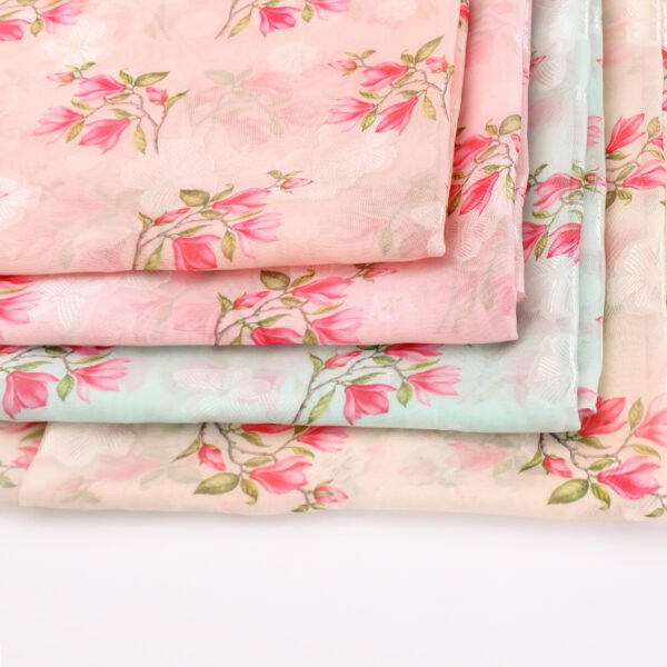 HL-Z011 Lightweight Floral Printed Polyester Chiffon Fabric Wholesale Dress Material - Image 4