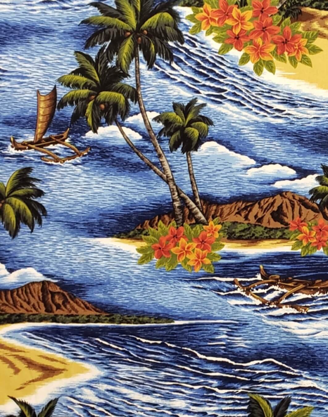 Hawaiian Scenic Print Fabric - Beautiful island landscapes and novelty designs capturing the spirit of paradise