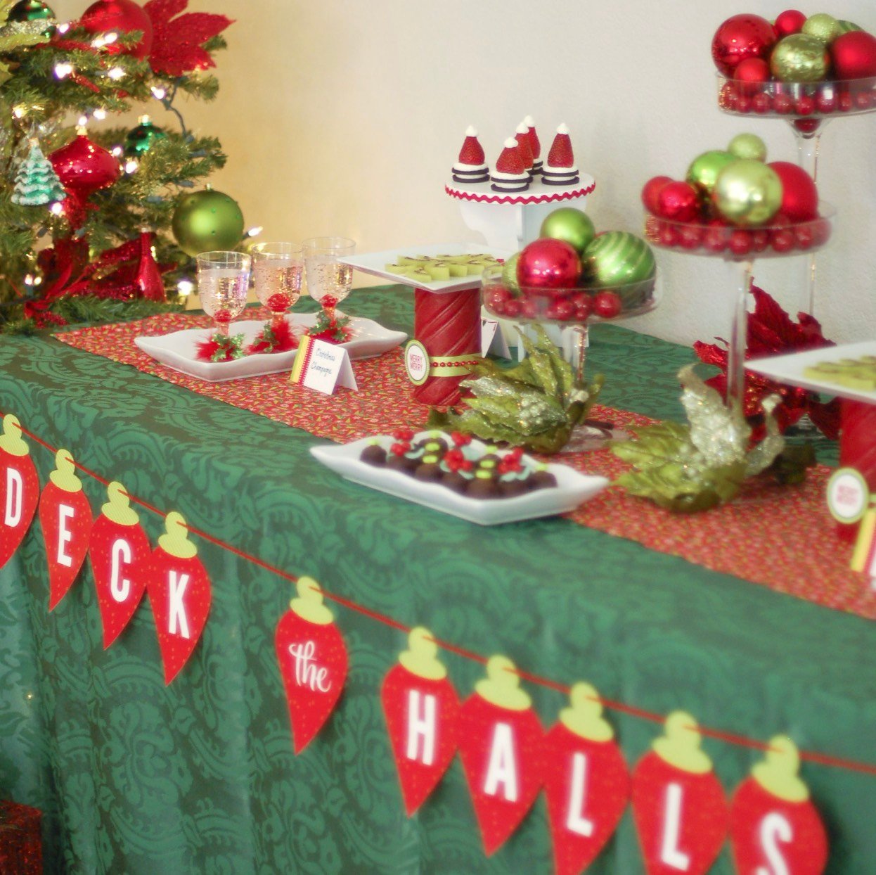 Christmas party decoration fabric for festive banners and event decor